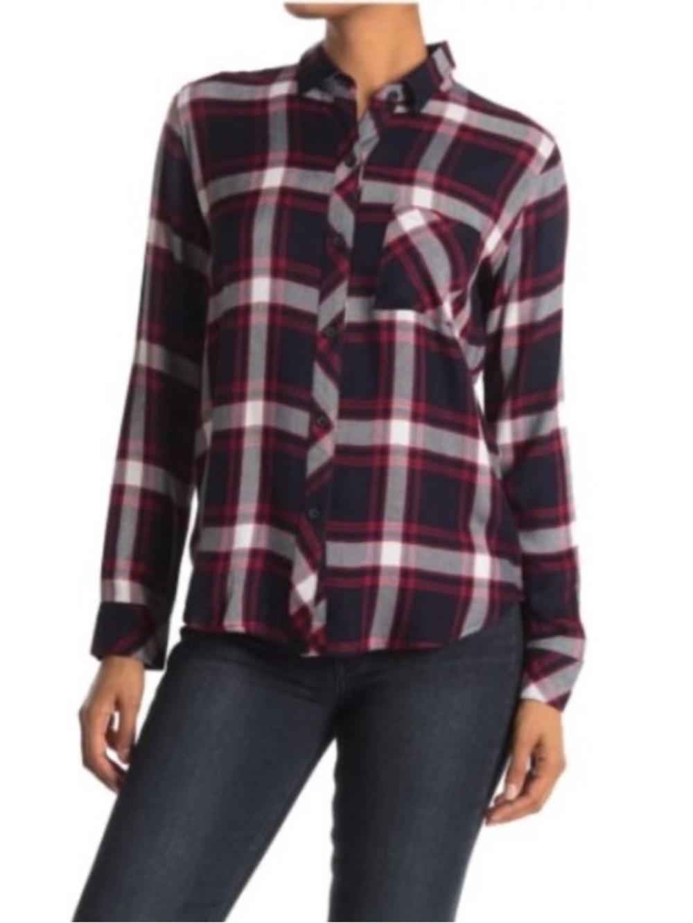 RAILS Hunter Marine/Cherry Plaid Button-Up Shirt size medium